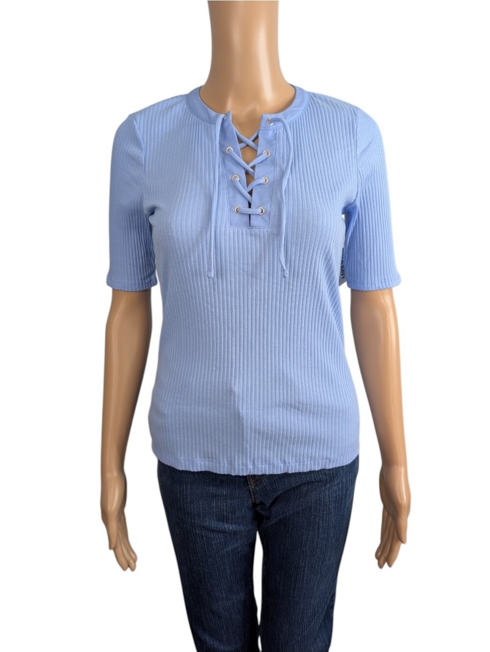 Old Navy Short Sleeve Lace-Front Top S